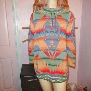 Vtg Chaps Ralph Lauren Santa Fe Sweater L Navajo Western Aztec Tribal 90s Y2K